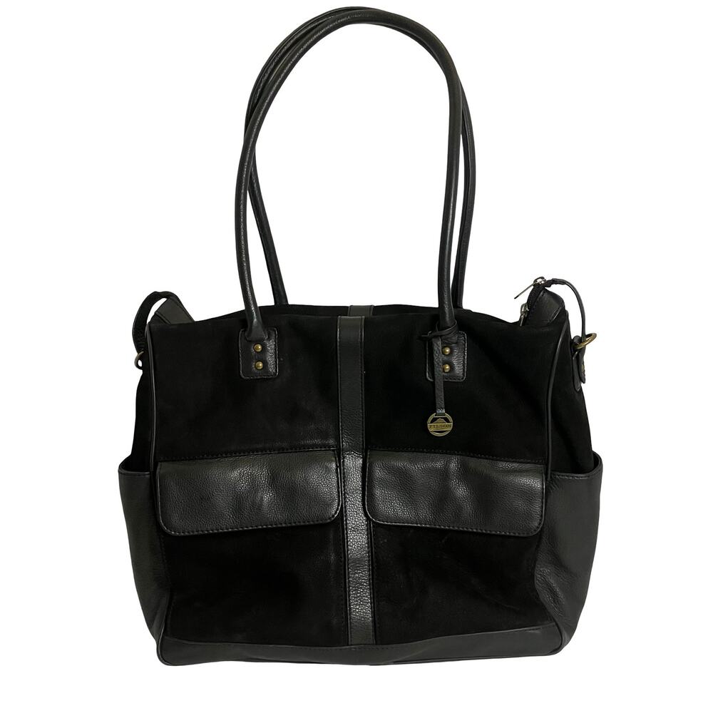 Filson Black Leather Travel Tote Bag